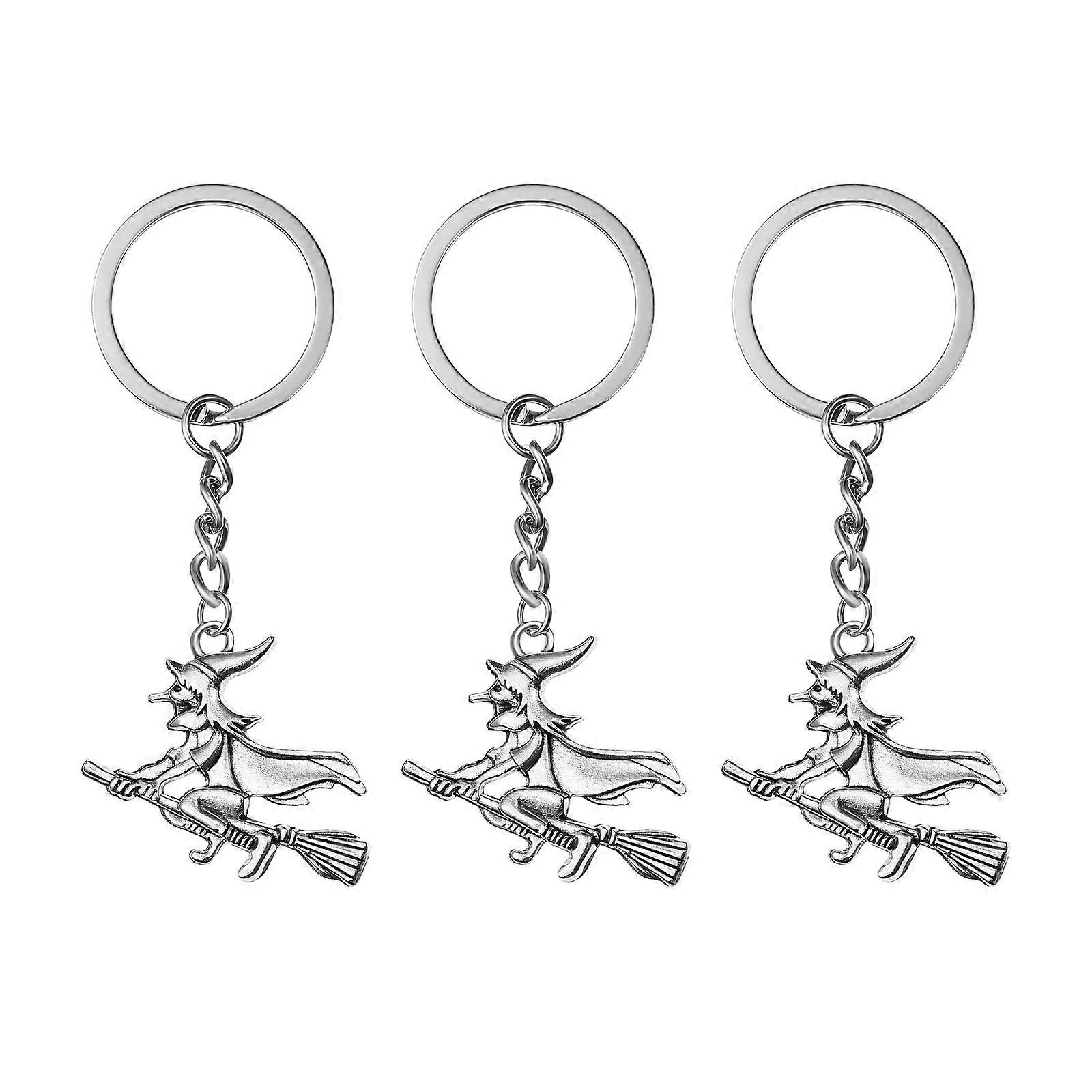 Durable Silver Witch Key Chain Pendant for Halloween Use 12Pcs Set