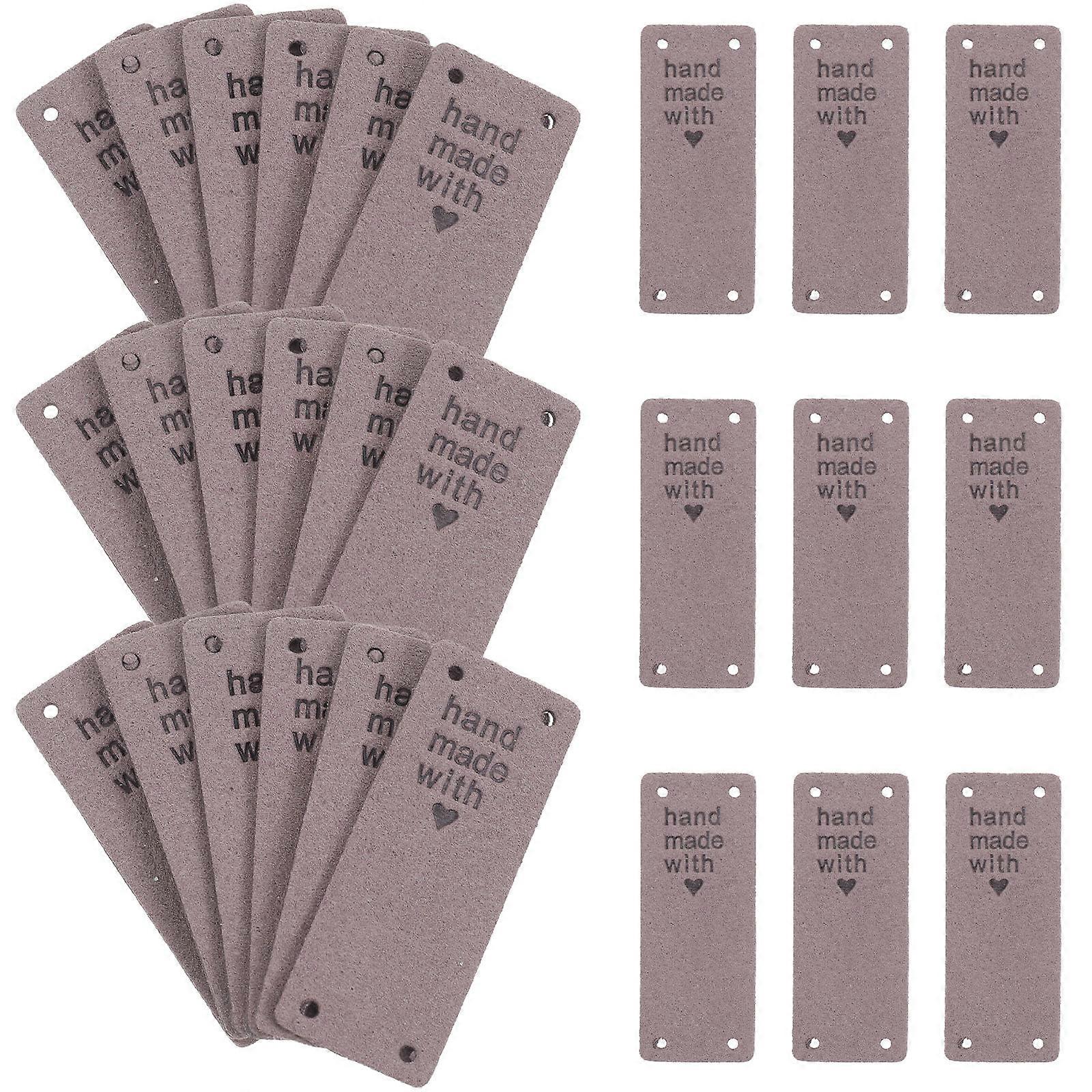 PU Handmade Tags for Decoration 50Pcs Embossed Sew on Labels