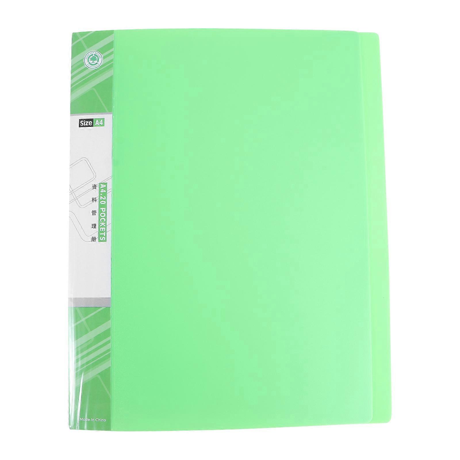 Folder With Plastic Sleeves A4 Information Booklet Office Workplace Filing Storage Green 9.2×12.1×0.7in Organizing 1Set