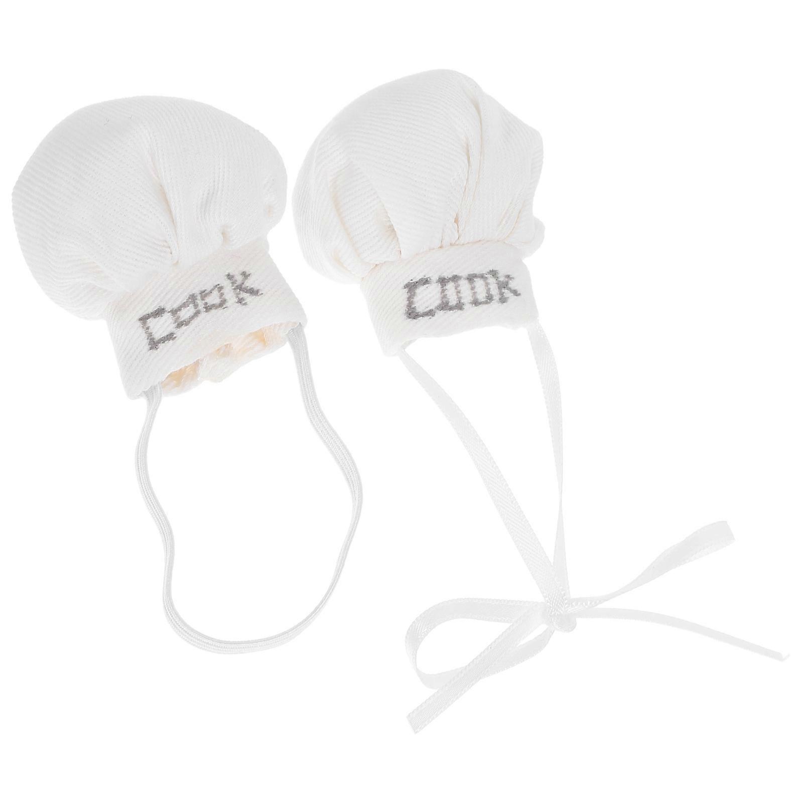 White Miniature Chef Hats for Doll Creative Play 2Pcs Small Cooking Caps