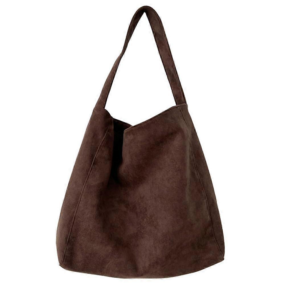 Suede Tote Bag Large Hobo Handbag For Women Fall Purse Slouch Style Coffee