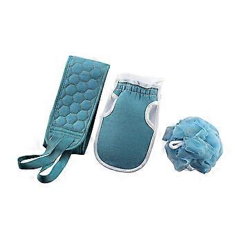 3pcs sett badehåndkle fortykket bad gni tilbake håndkle badeball blomst gjørme stripe