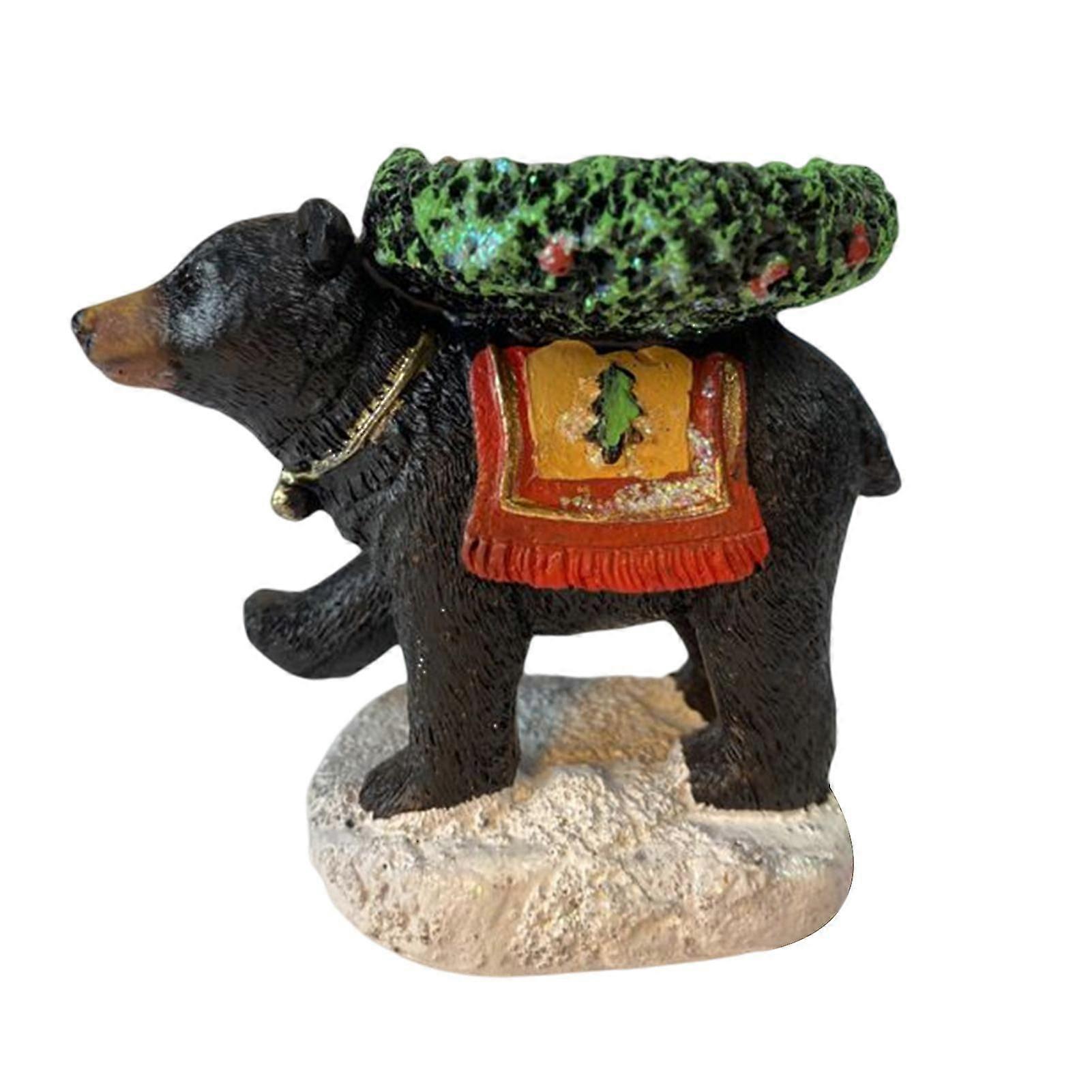 Resin Black Bear Candlestick Lightweight Easy To Use Ornament For Table Bookshelf Fireplace Decor