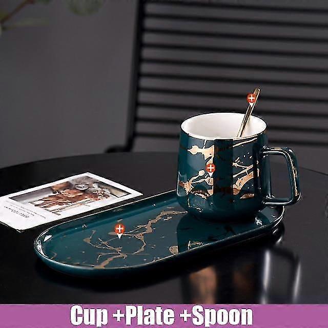 Marbled Ceramic Milk Mug Coffee Cup And Creative Saucer Set Breakfast Plate