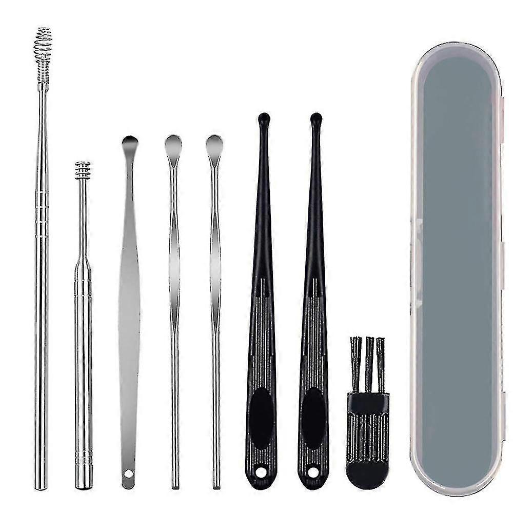 Depolama Kutusu ile 8 Kulak Temizleyici paslanmaz çelik tıbbi kulak temizleyici