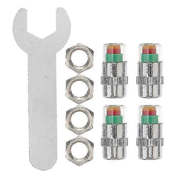 1 Set Car Tire Pressure Monitor Caps Sensor Indicator With Spanner Nut
