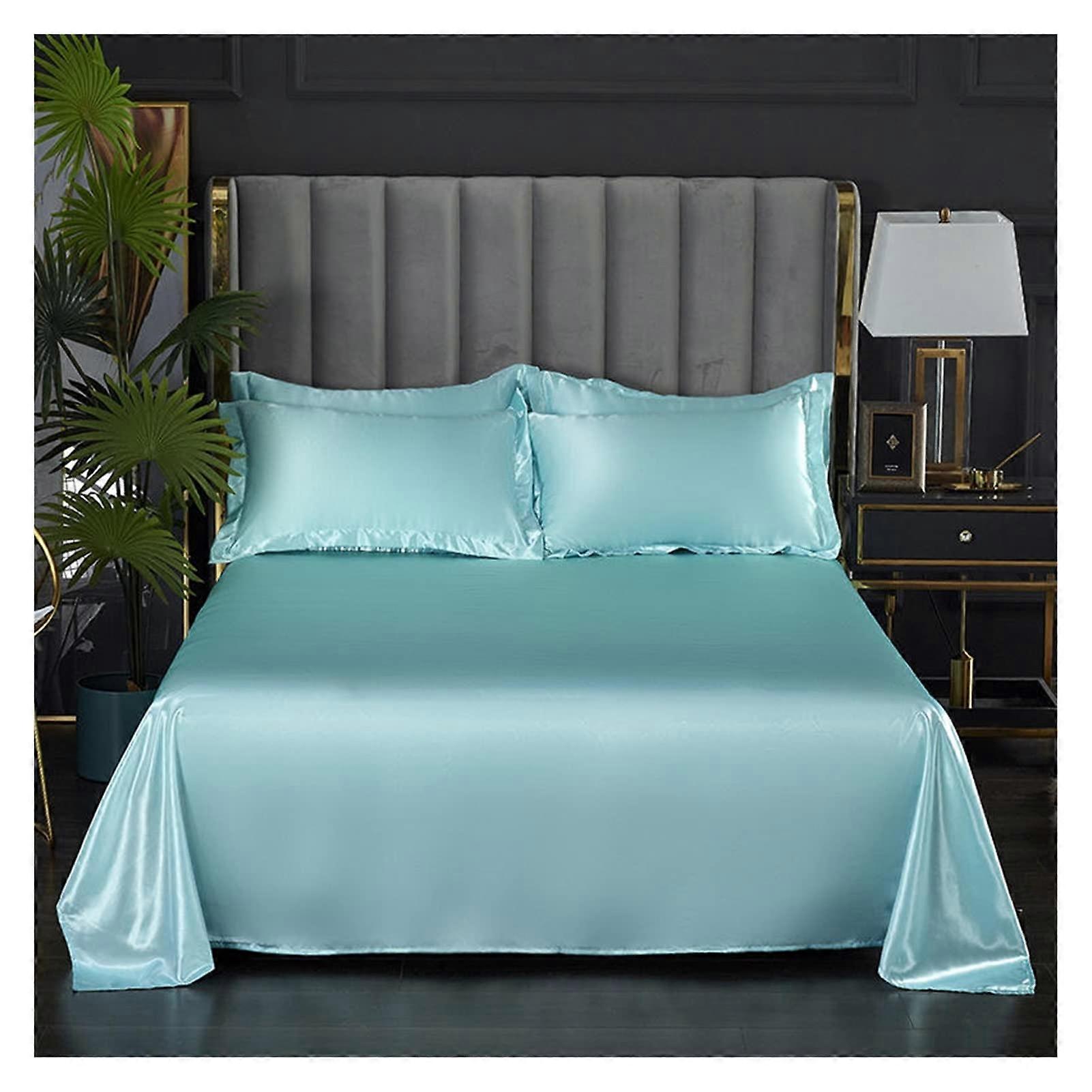 Bed Sheet Ice Cool Summer Fabric Flat  Sheet 250x230cm 98x90in Satin Smooth Double Bedding No Pillowcase