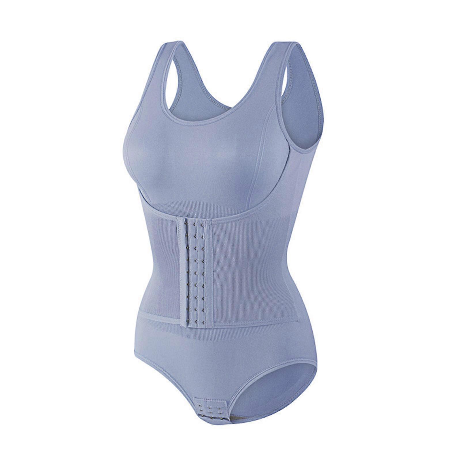 Shapewear Bodysuit For Women Full Coverage Abdomen Control Butt Lifting Invisible Design Body Shaper with Hook Front  Sky Blue XL