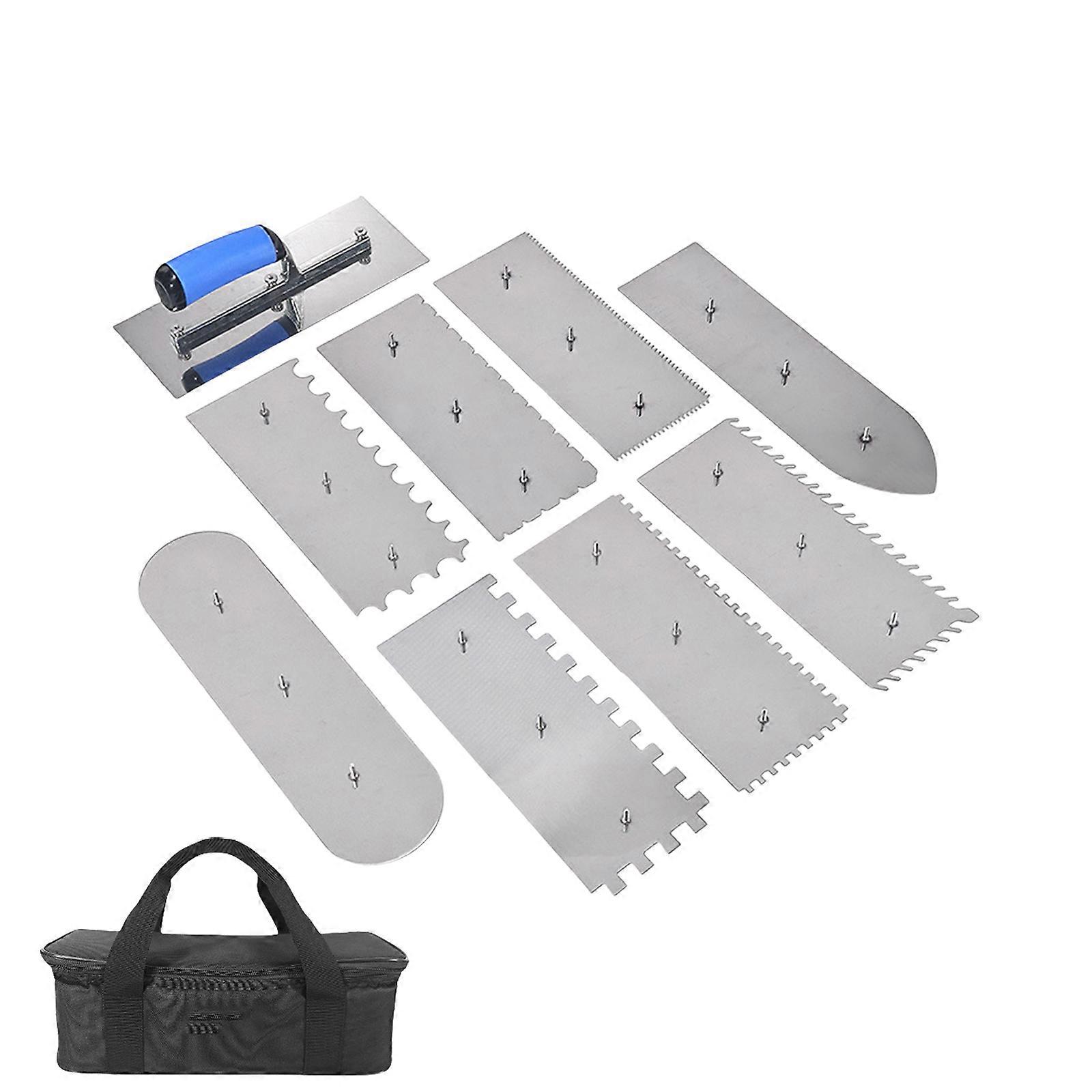 9Pcs Heavy Duty Interchangeable Tile Grout Trowel Wall Plastering Trowel Portable Flooring Plaster Board Trowel Tool Multicolor