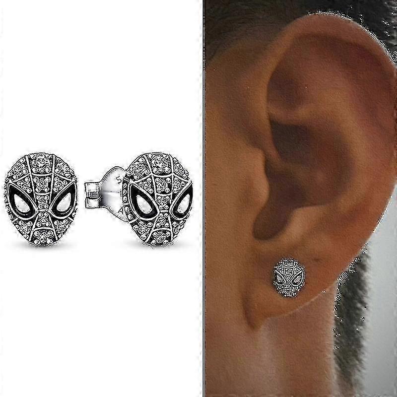 Spiderman Mask Pave Stud Orecchini In Stock Ora 925 Sterling Orecchini in Argento Cool Style Statement Gioielli Maschio Femmina
