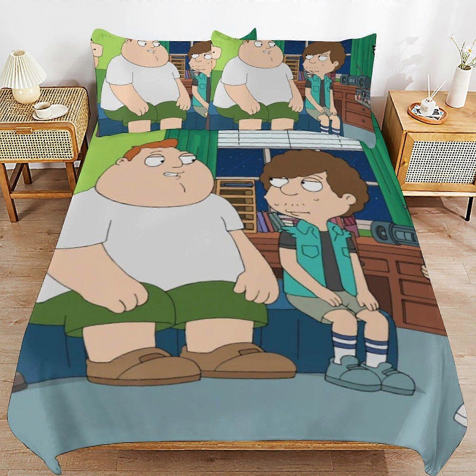 w477 American Dad Practical Zip Function Smooth Bedding Surface Soft Layer Duvet Cover Sets for Rest Night m477