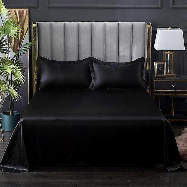 Bed Sheet Ice Cool Summer Fabric Satin Smooth Flat Sheet Double Bedding Size 1 Piece No Pillowcase