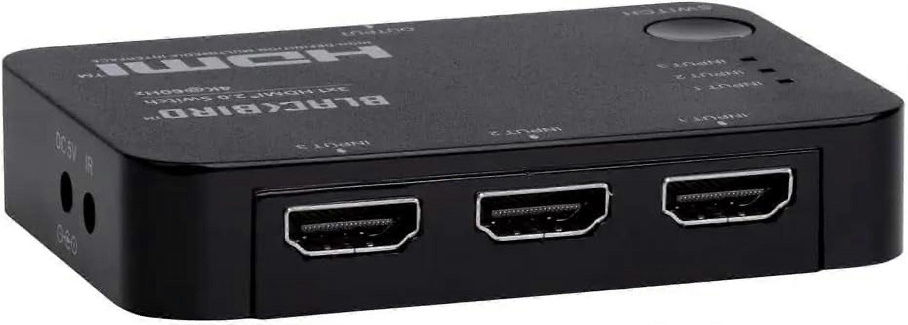 4K 3x1 HDMI 2.0 Switch - HDR, HDR10, Dolby Vision, and Hybrid Log‑Gamma, HDCP 2.2, CEC, 4K@60Hz, Includes IR