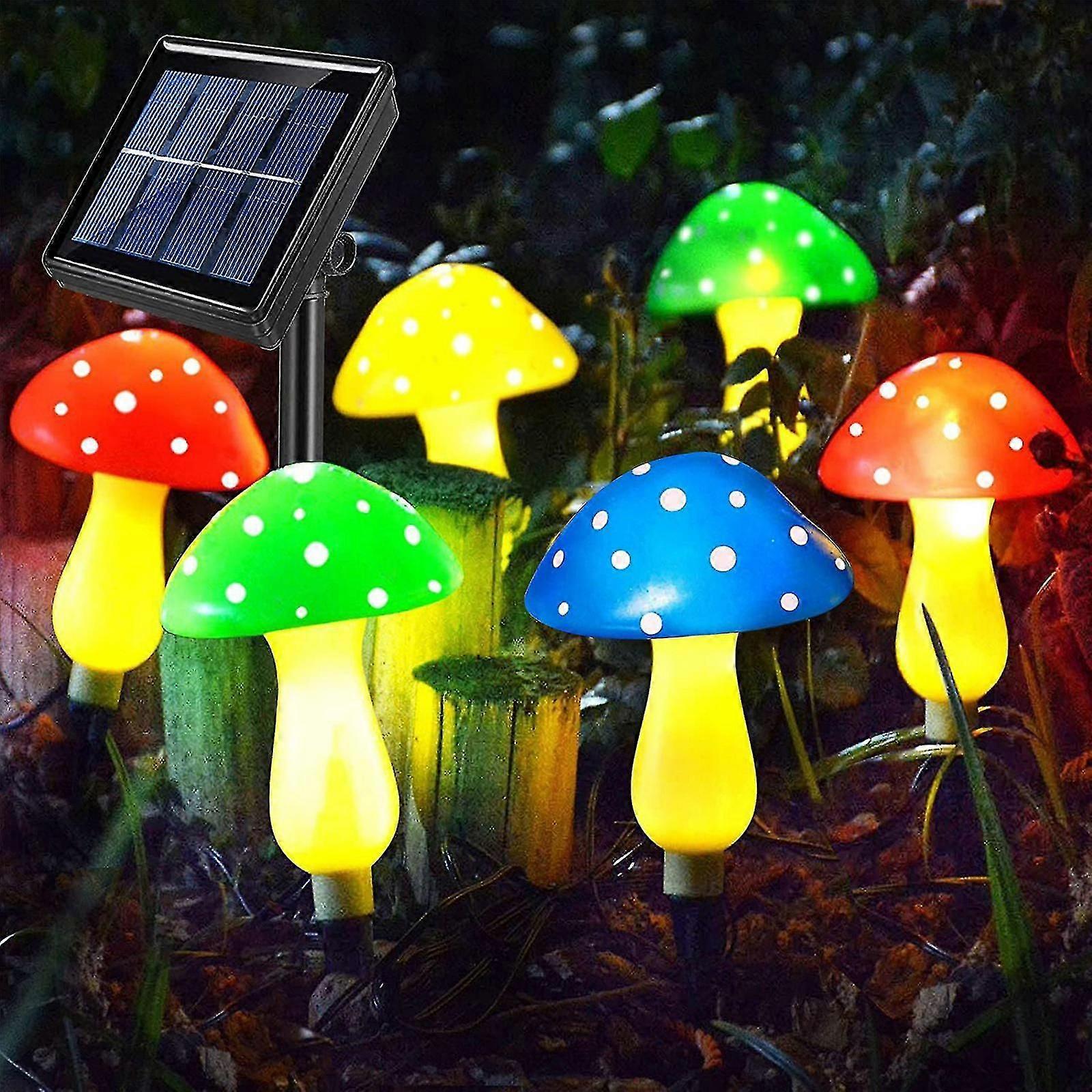 Garden Solar Powered Lights Mushroom String Ground Led Patio Stake Walkway Lamp TY