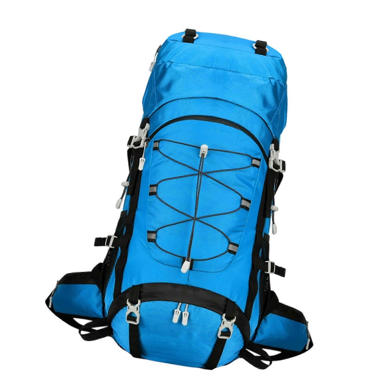 Professional Mountaineering Pack 60L Large Capacity Waterproof Hiking Backpack with Multipocket for Camping Trekking  Sky blue