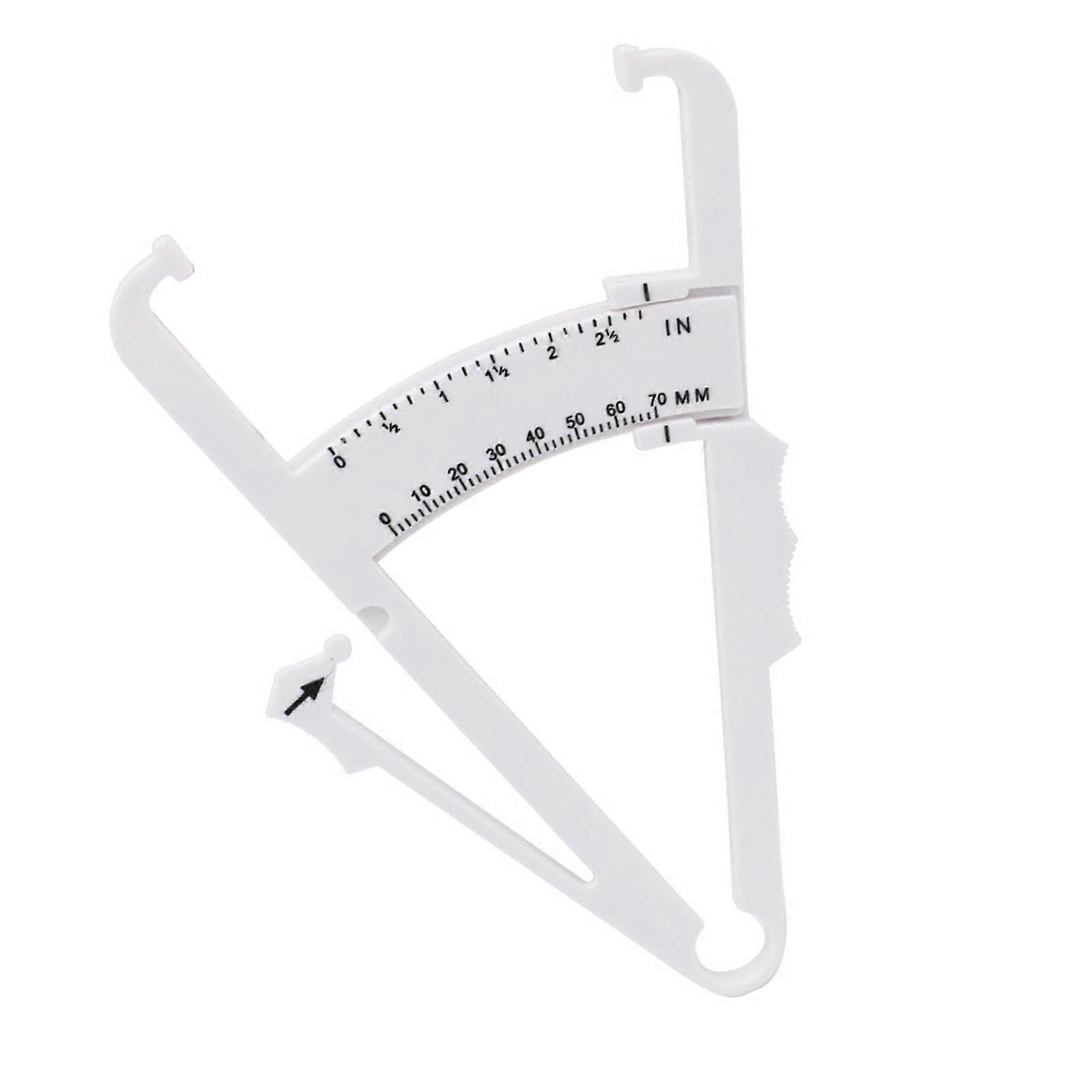 Body Fat Caliper With Double Measurement Scale Compact Plastic Design For Home Gym Use Easy to Read Number Fitness Health Essential Tool  White