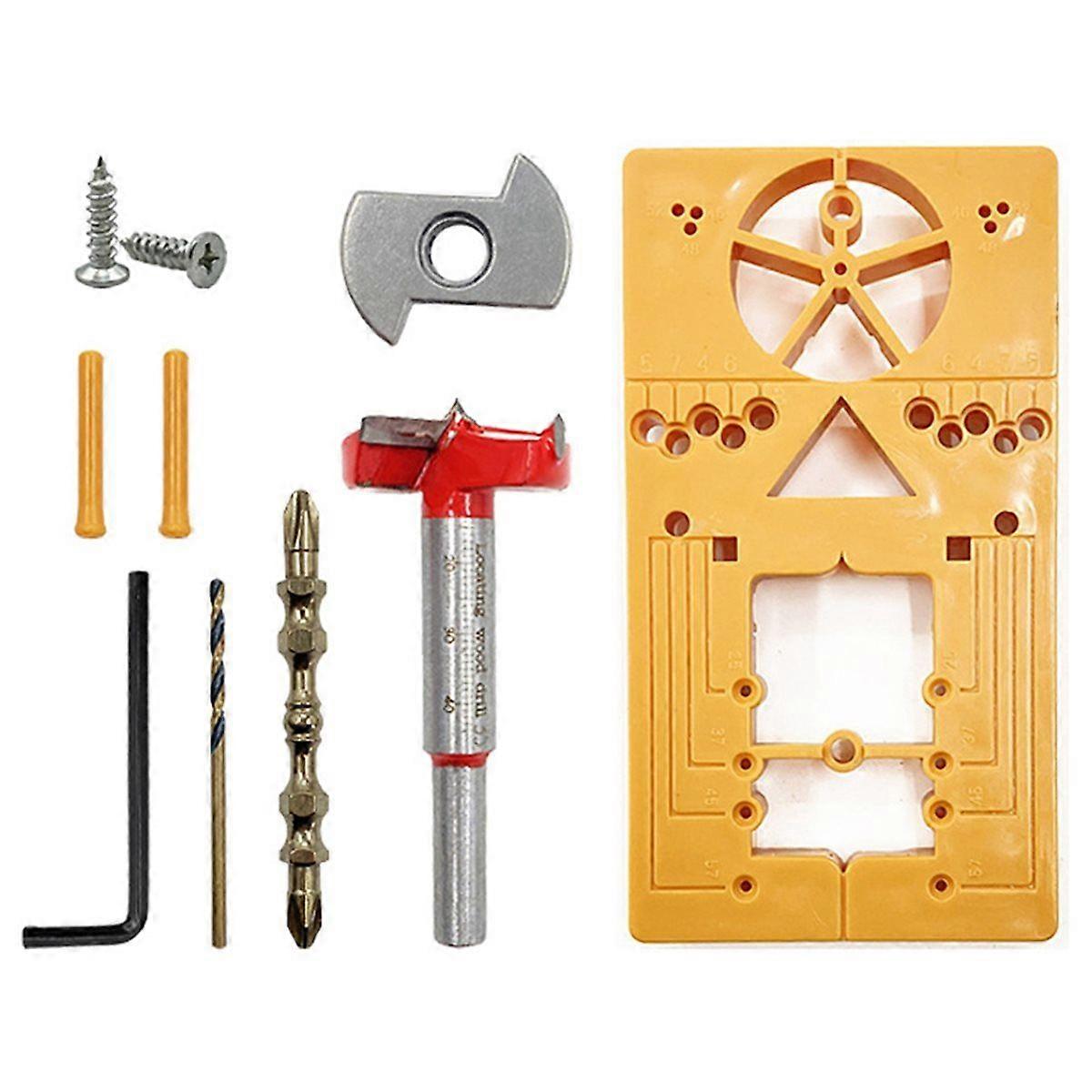Multifunctional Woodworking Tool Set - Hinge Hole Positioner, Screwdriver Bits, Door Cabinet Hole O