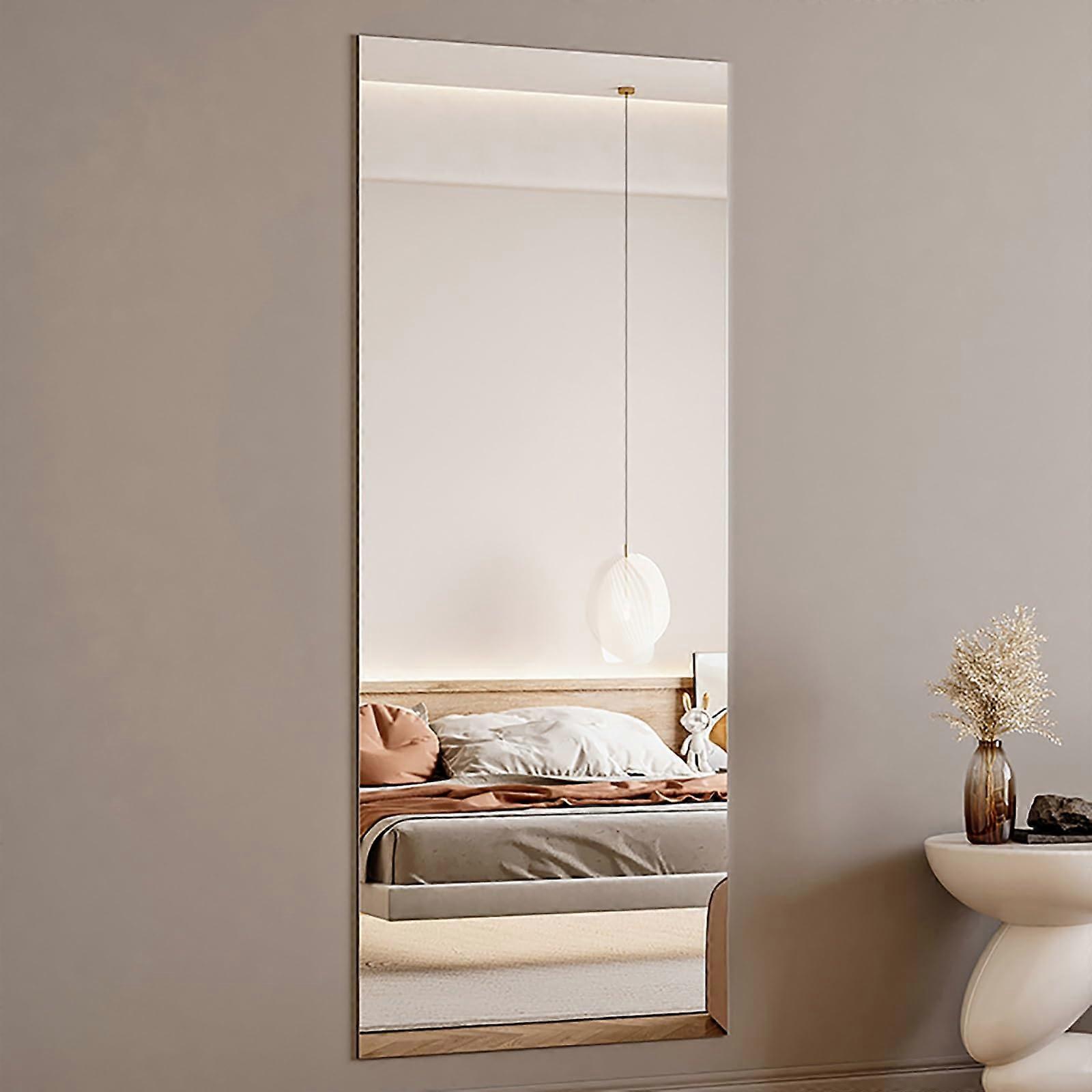 Full Length Acrylic Wall Mirror Stick On Self Adhesive Shatter Resistant for Home 40x100cm Natural Color 2 Pack