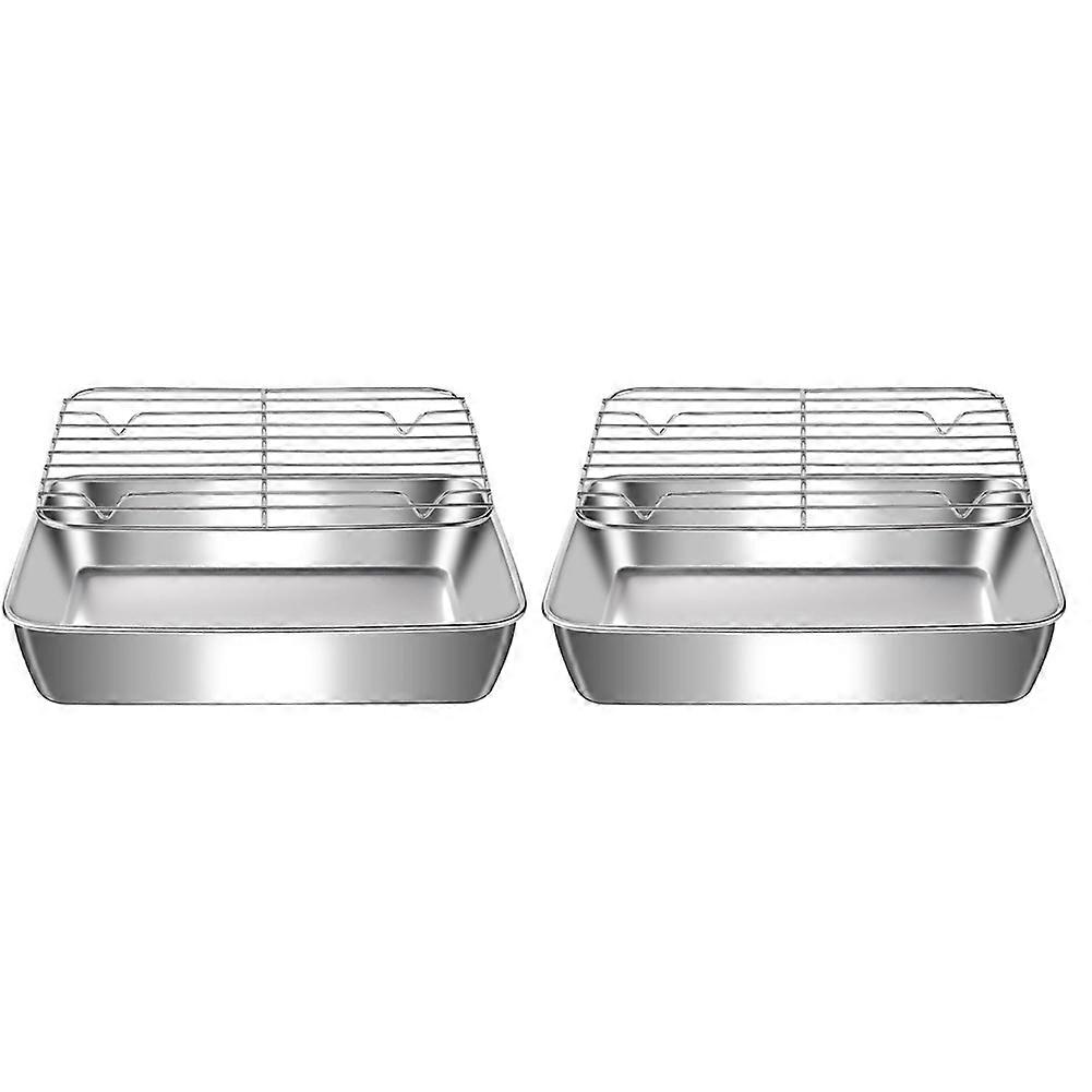 Baking Sheet Set of 2, Stainless Steel Cookie Sheet Baking Sheet Pan, Non Toxics & Heavy Duty & Easy Clean