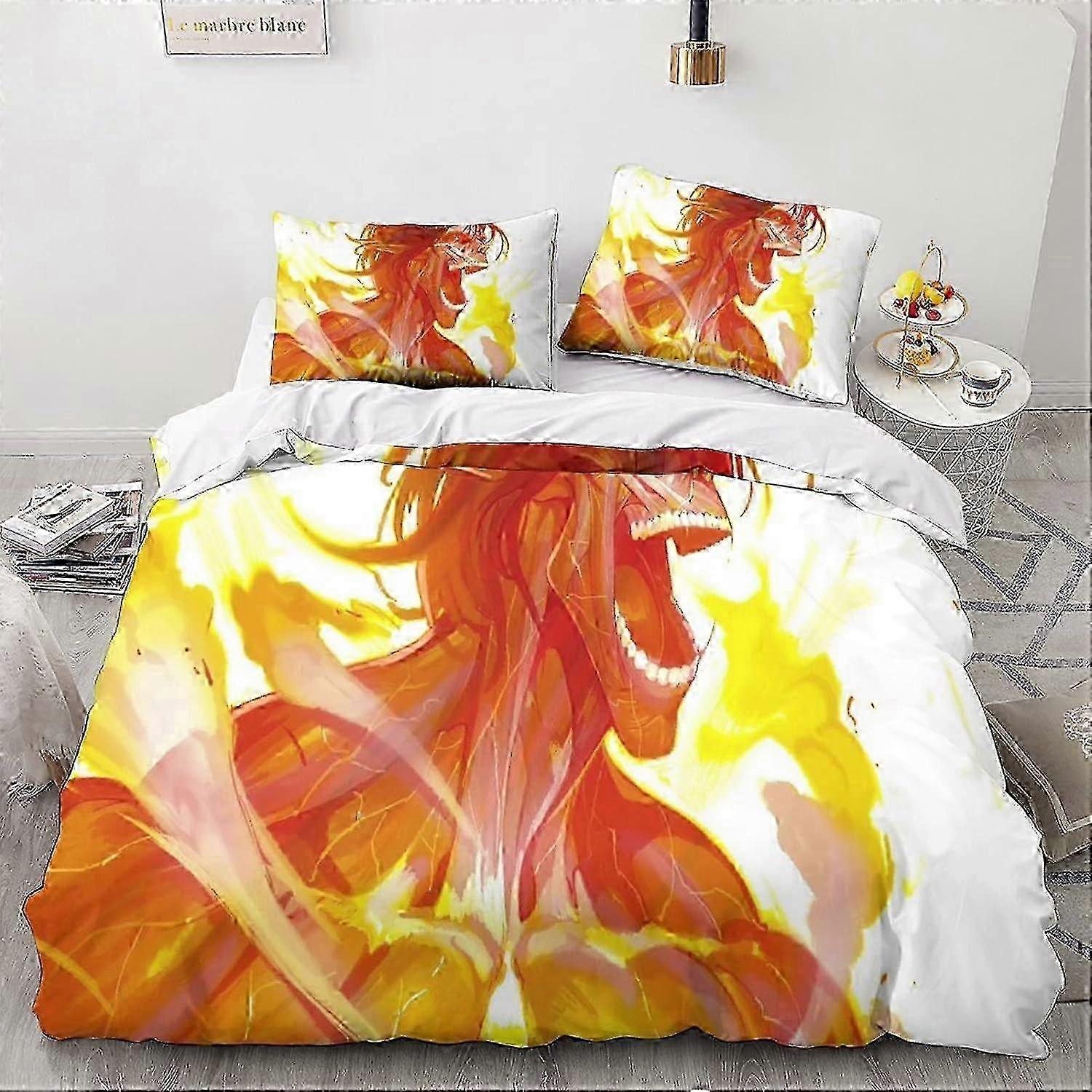 غطاء لحاف هجوم على تيتان أنيمي طقم سرير ياباني مع أكياس وسائد للبالغين والمراهقين مزدوج 135 * 200 سم