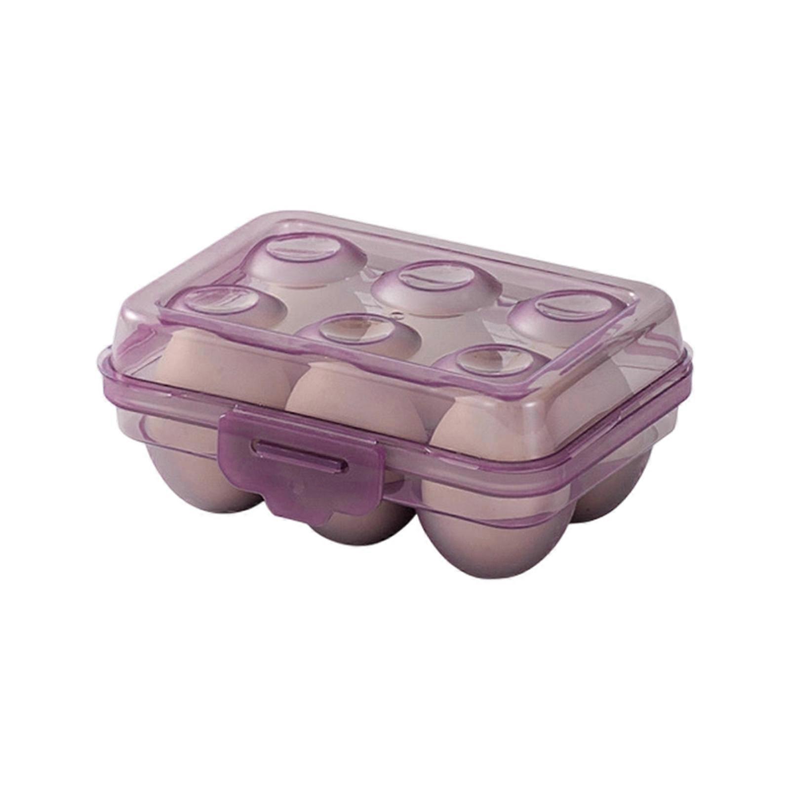 Hygienic Eggs Storage Unit For Compact Spaces Durable Plastic Organizers Ergonomic Handle For Portability  Transparentpurple