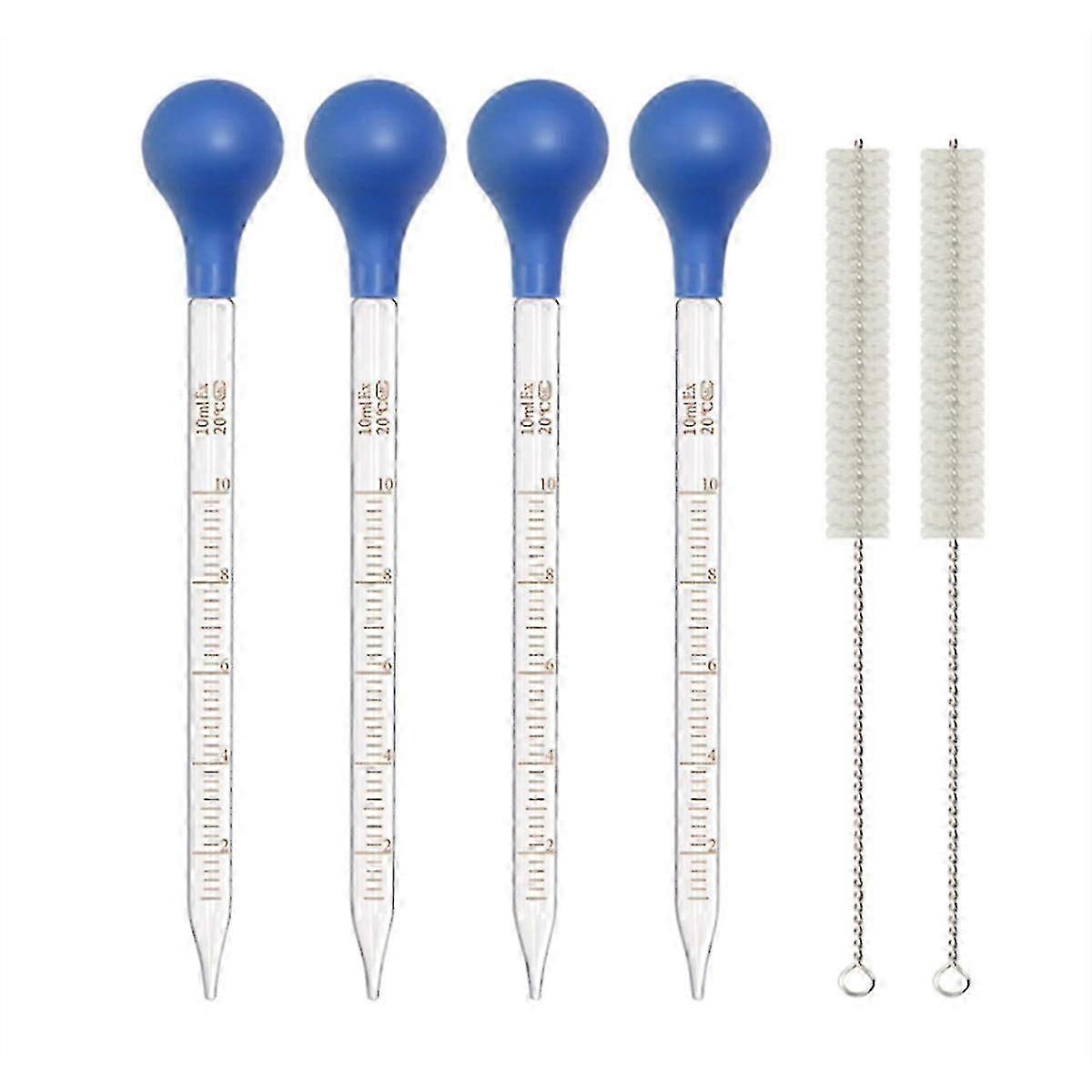 10ml Glass Pipette Dropper Lab Graduated Dropper Glass Liquid Pipette with Cleaning Brush for Liquid