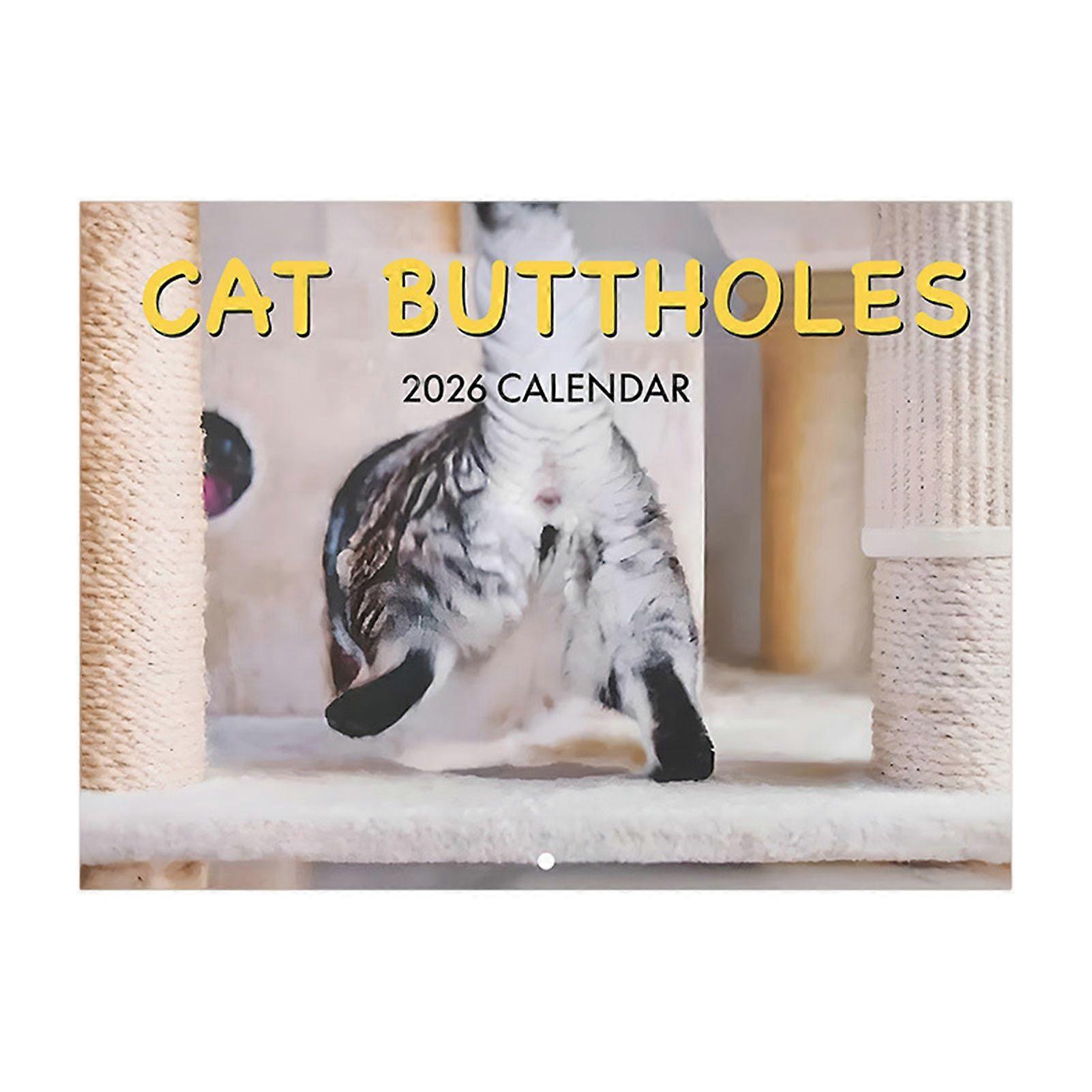 Kaesi 2026 Cat Buttholes Calendar 2026 Funny Cat 12 Monthly Wall Calendar Jan to Dec High-Definition Cat Photography