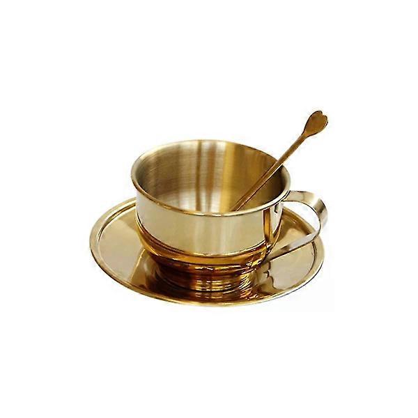 Insulated Coffee Cups with Spoon and Saucer for Latte, Milk, Tea, Espresso