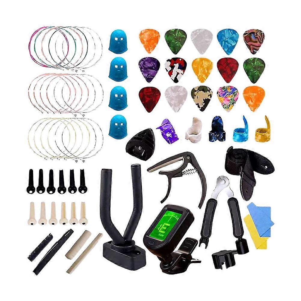 Professional Guitar Tool Kit 48 Pcs All in One Guitar Accessories Set with Tuner String Winder Picks Capo for Quick Change Tuning Maintenance