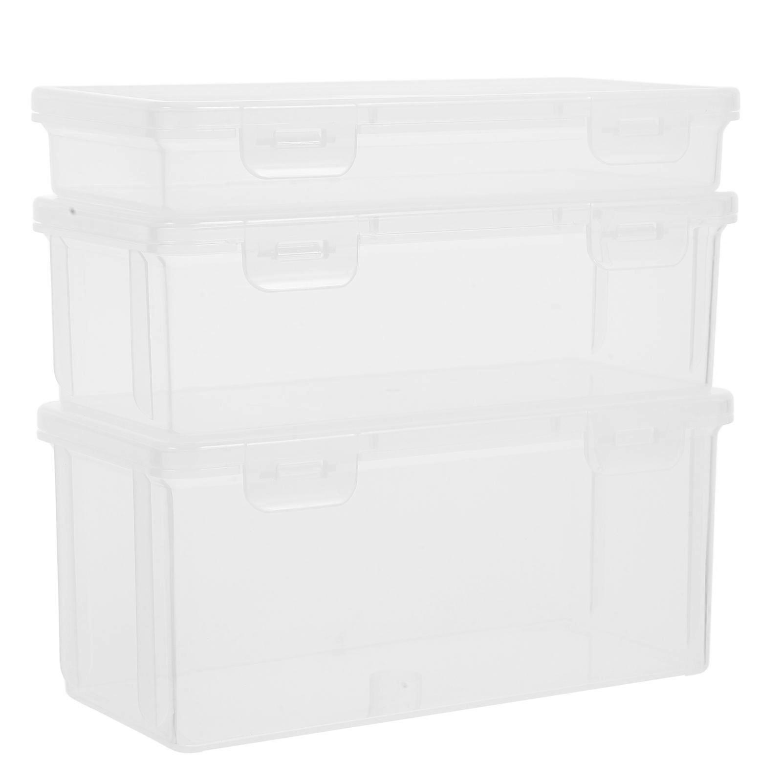 Clear Plastic Storage Box for Storage with Snap-Lid 3Pcs Set for Office Use