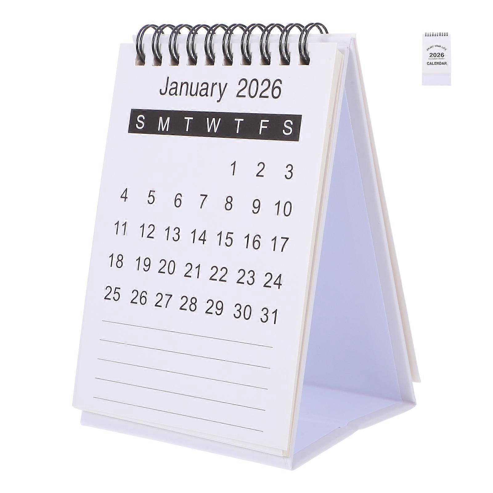 Mini Desk Calendar 2026 Compact Design Schedule Tracking Note Taking Reminder Organization 1Pack