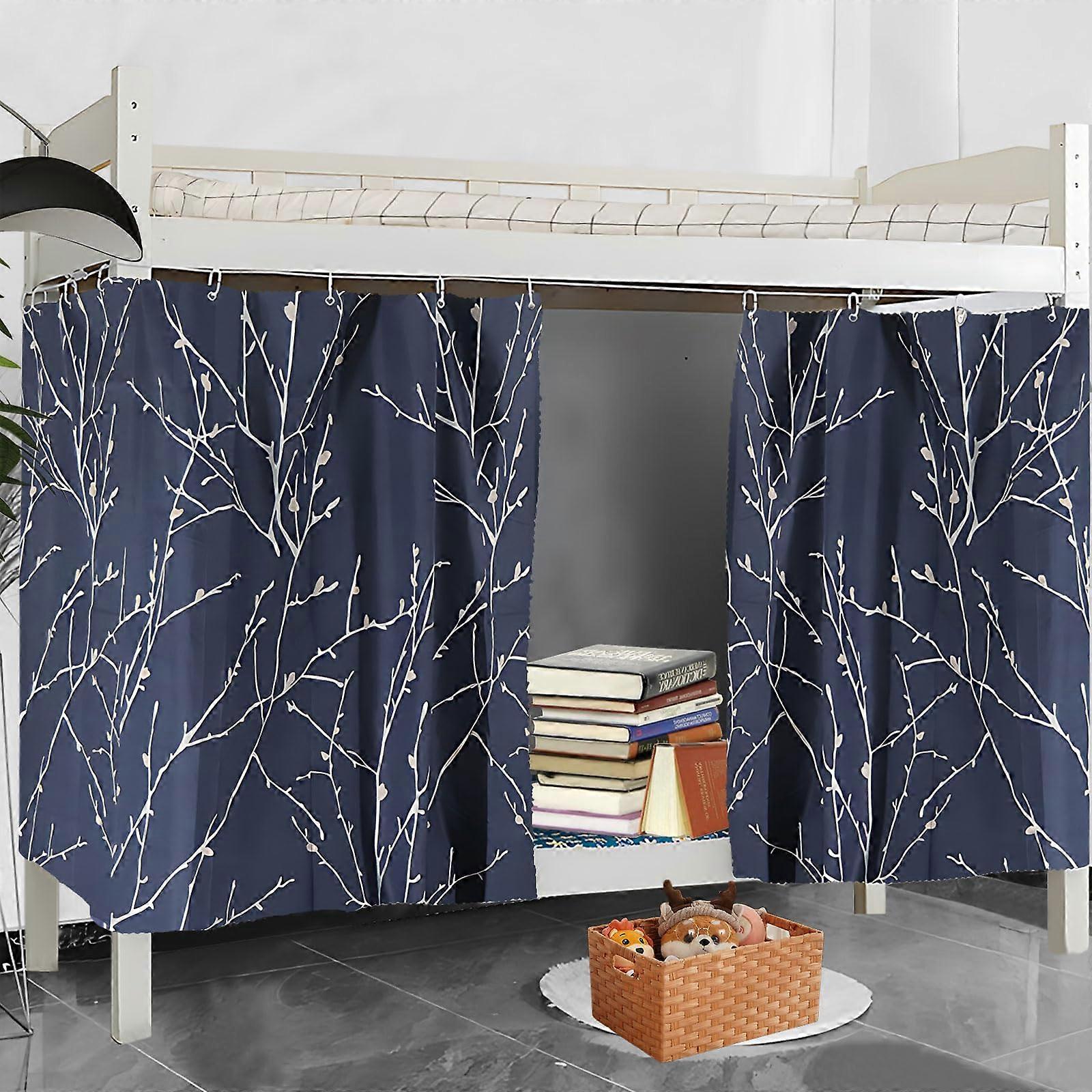 Blackout Bunk Bed Curtain with Blossom Pattern, Full Privacy and Light Blocking, 2 Panels