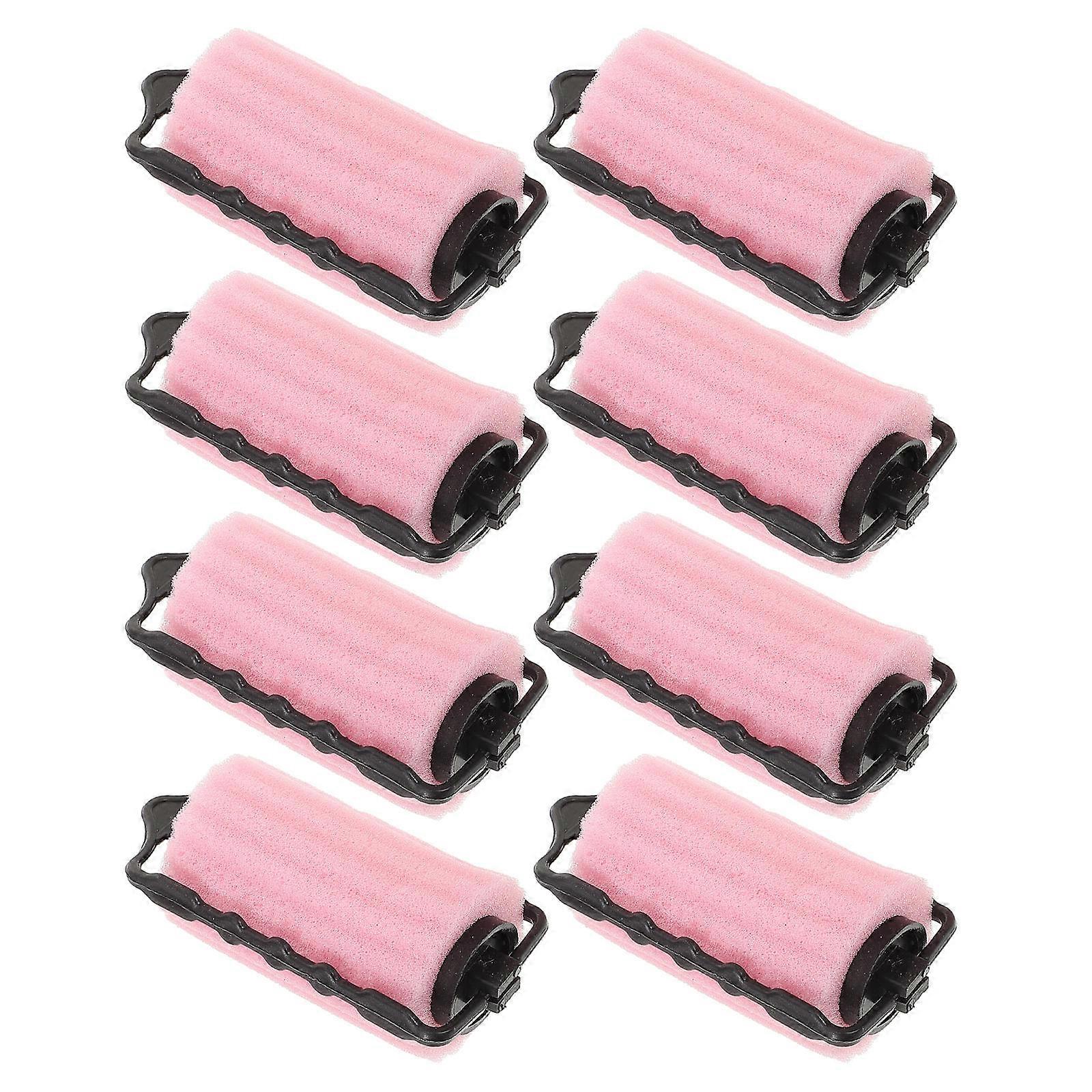 Pink Self-Holding Sponge Hair Rollers for Styling Create Curls Waves 8pcs Pack
