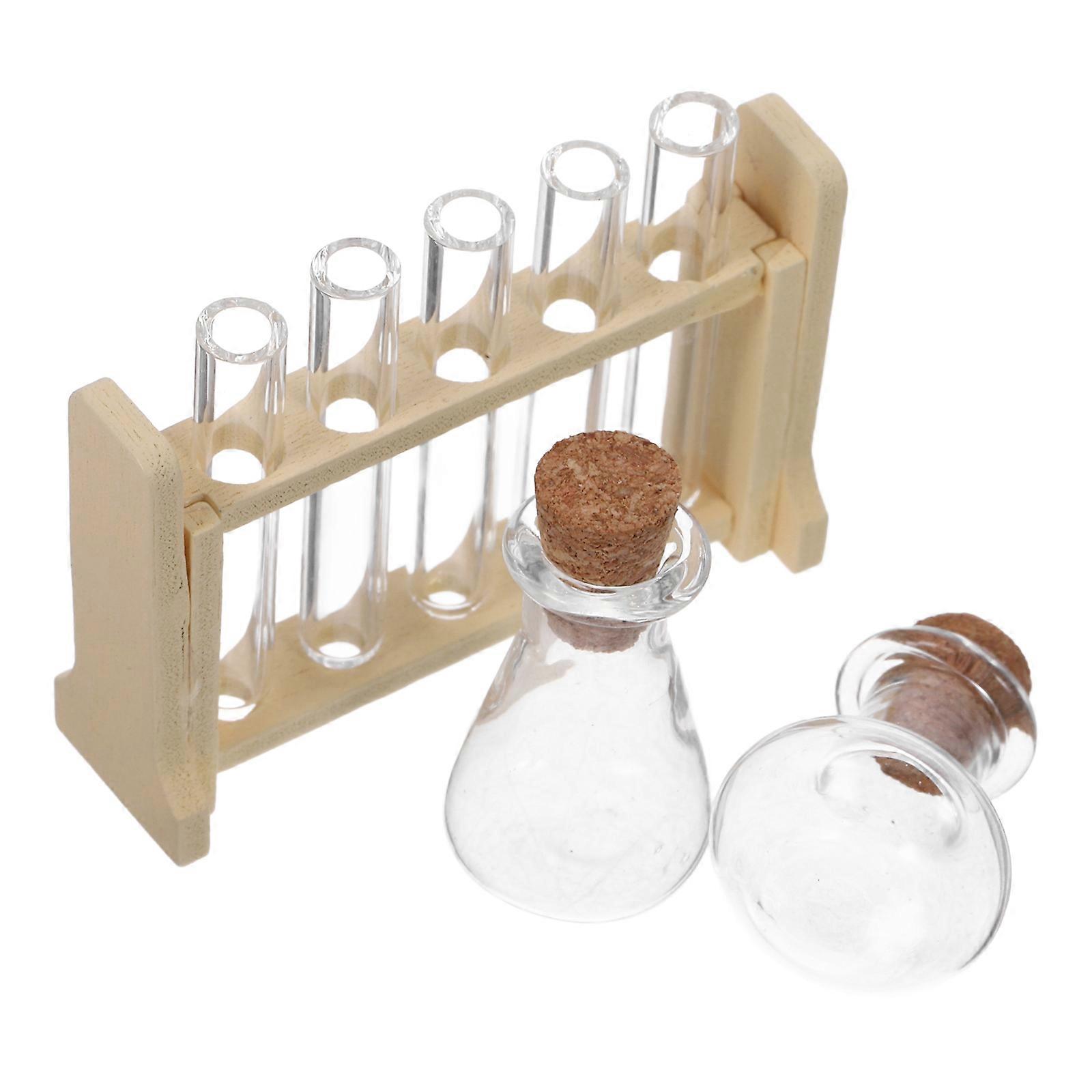 Simulation Experiment Toy Test Tube Rack for Kids Use 1Set Wooden Material
