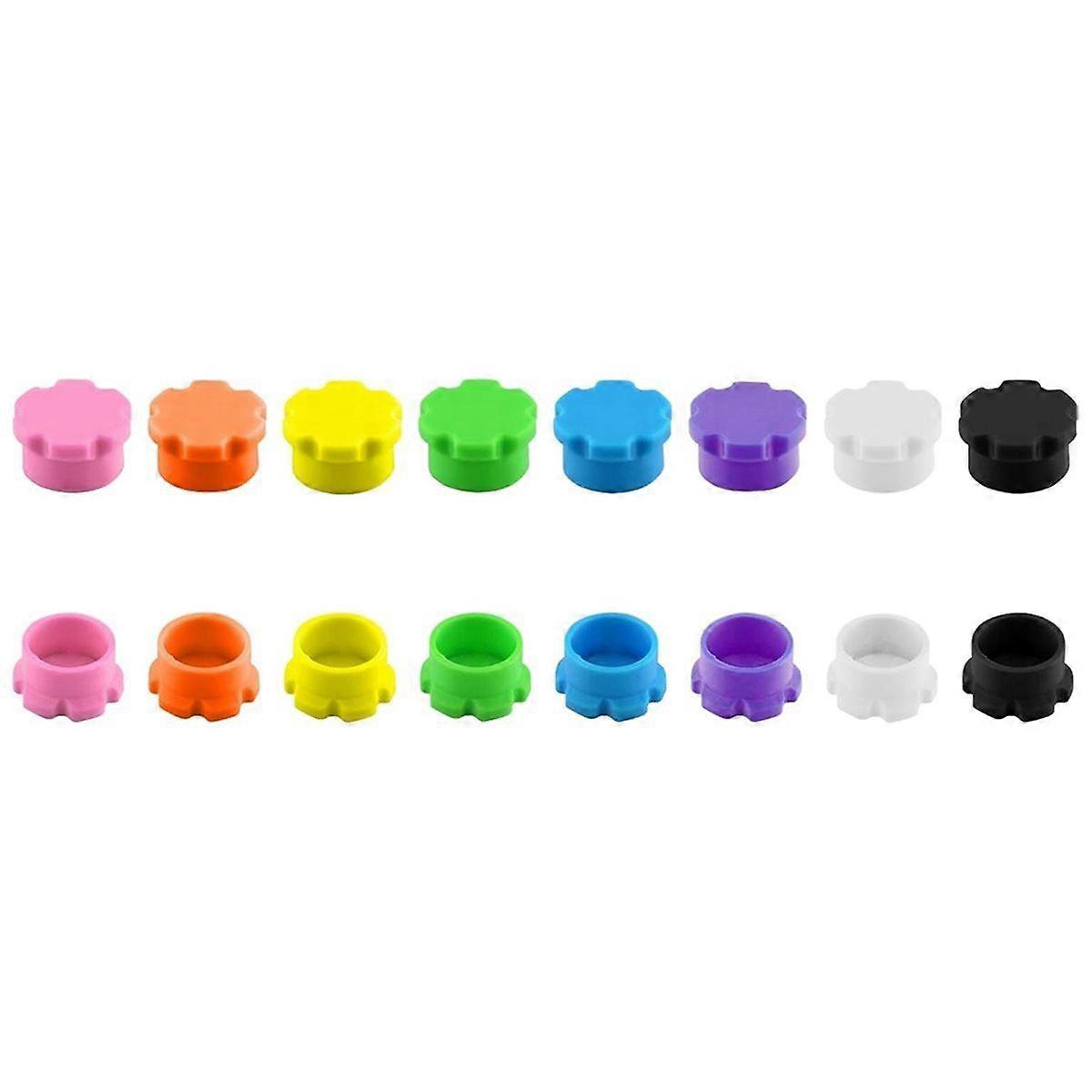 16-Pack Glass Vial Protective Caps for 5-100ml Vials, 8 Colors, Leak-Proof, Dust-Proof, Reusable