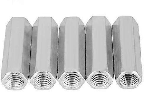 5pcs M10 Long Rod Nut Carbon Steel Hex Coupling Nuts Hexagon Nuts Socket Nut