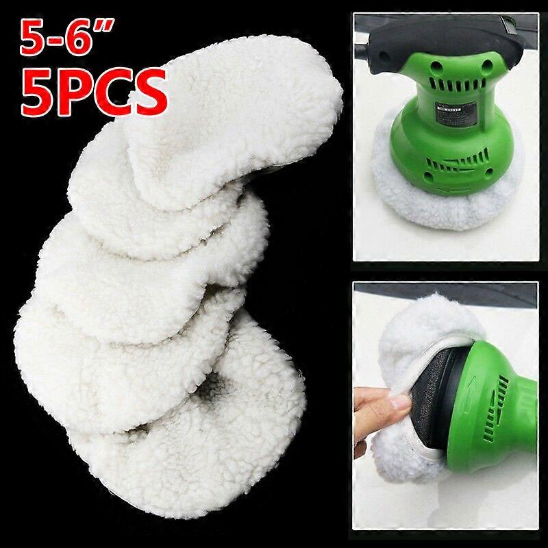 5 Pcs 5-6inch Polishing Bonnet Buffer Pads Set Soft Wool Pads For Boat Car Polish Buffer Drill Wheel Polishing Removes Scratches