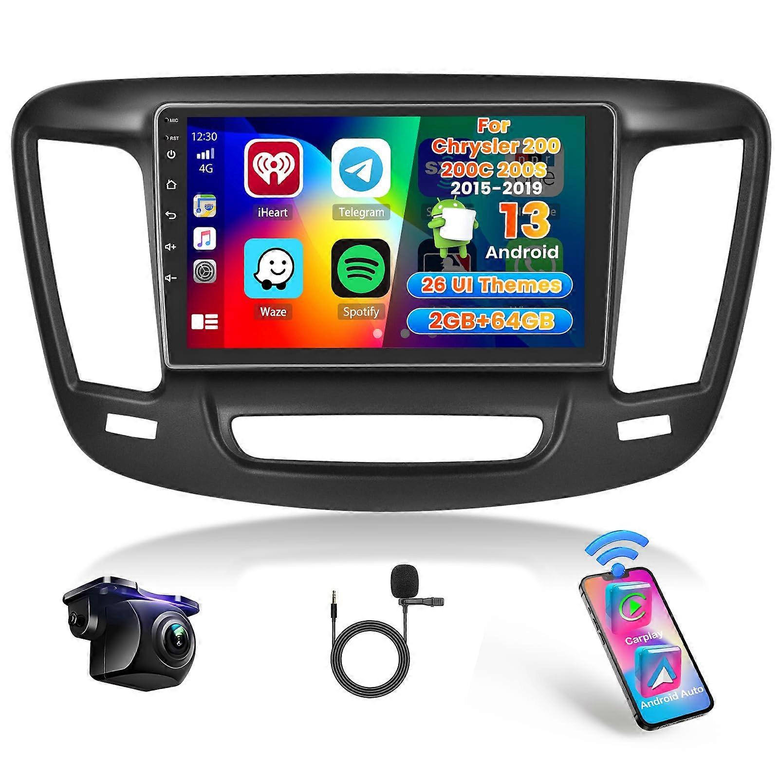 Android Car Stereo for Chrysler 200 20152019, 9 Inch Touch Screen with Wireless CarPlay Android Auto, DSP, Backup Camera
