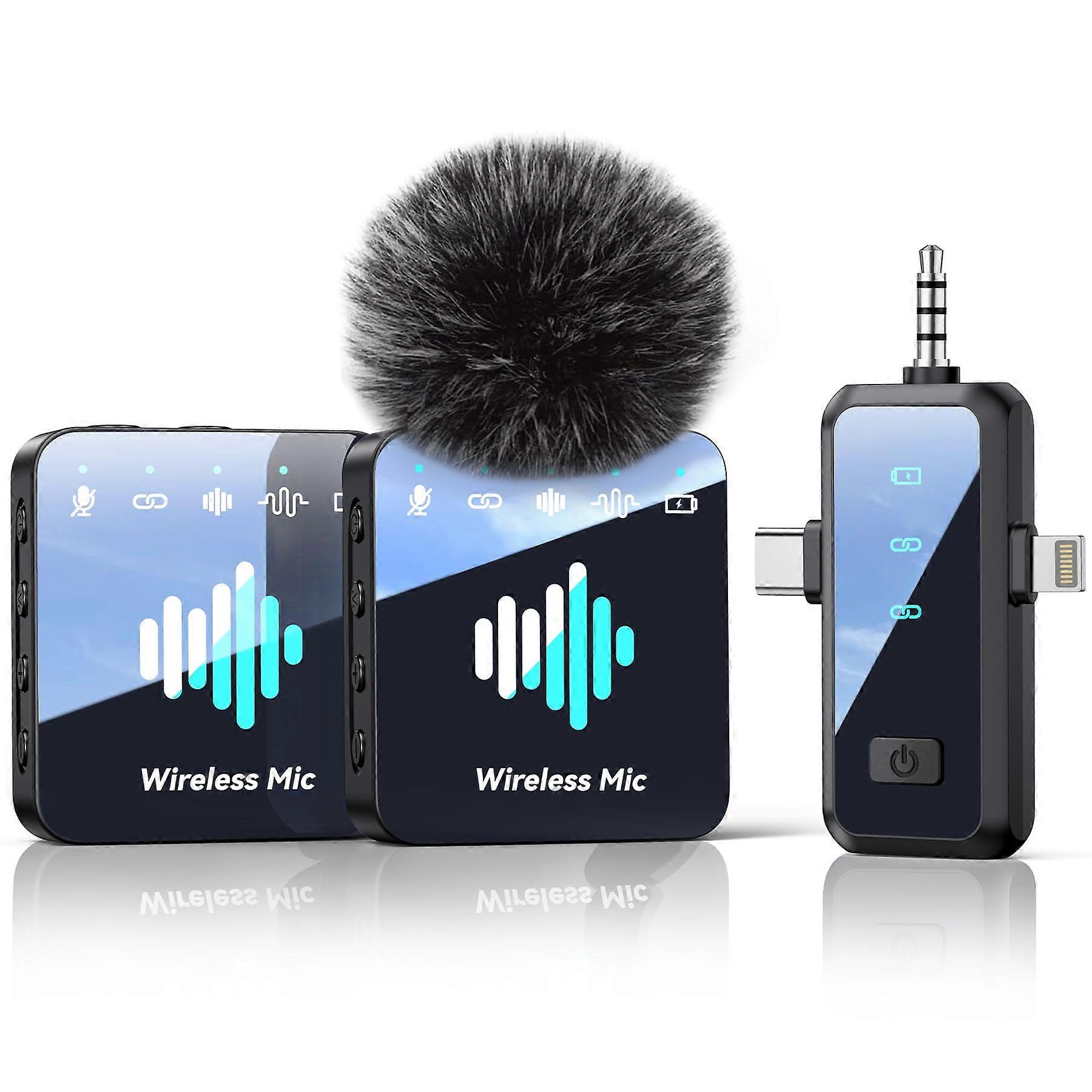 Wireless Lavalier Microphone for iPhone and Android, 328ft Range, AI Noise Cancellation, 20H Battery