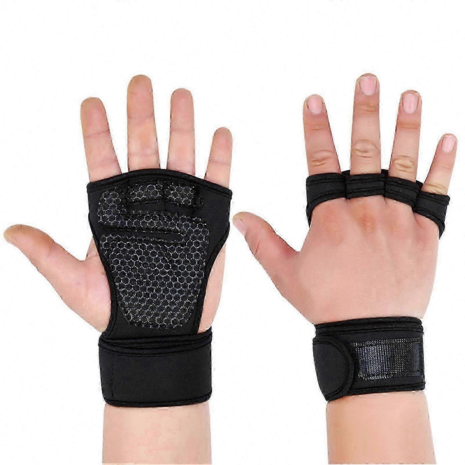 Black Wrist Guard Gloves with Non-Slip Shockproof Design for Gym and Weightlifting Use