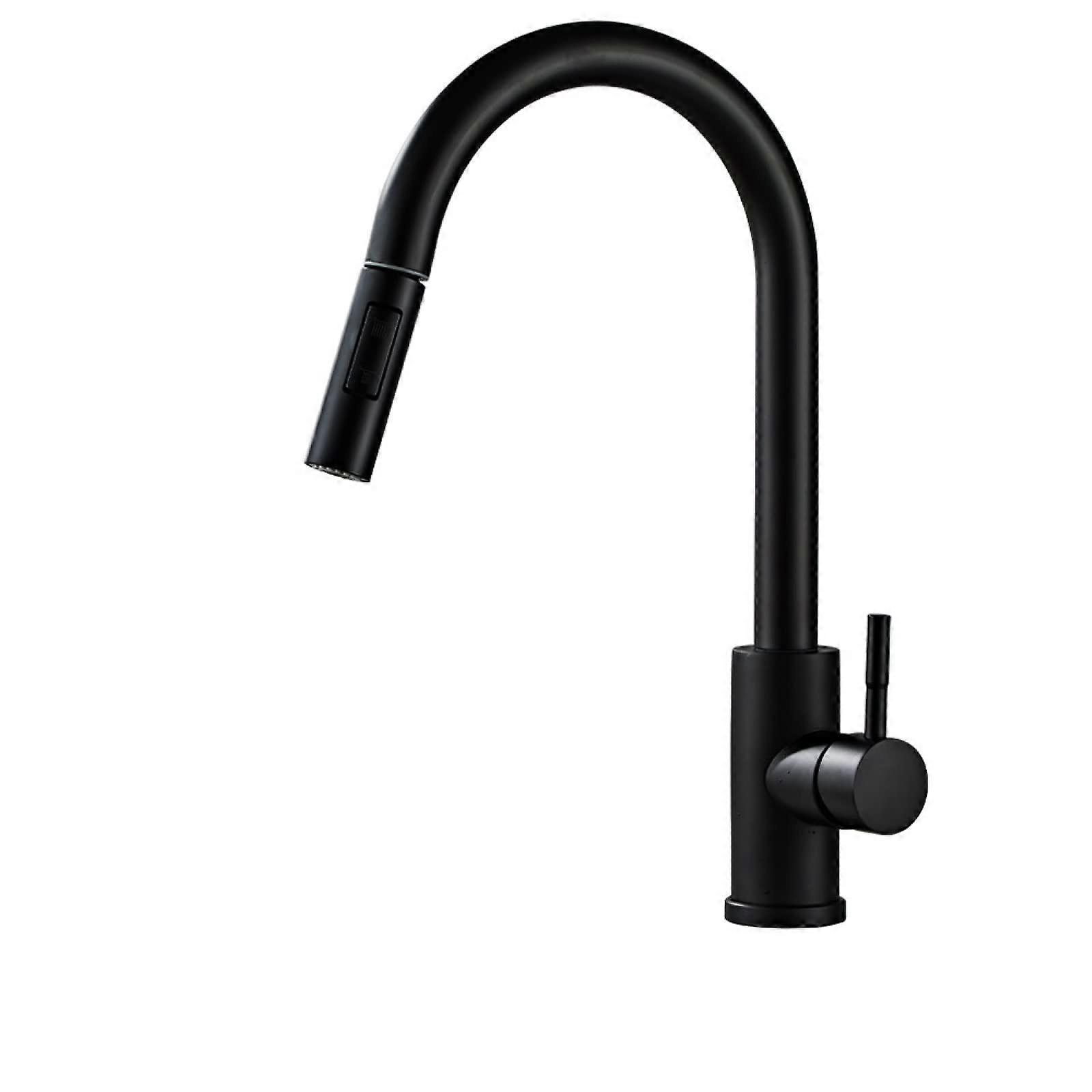 Black Pull Down Kitchen Faucet with Dual Mode Spray, Single Handle, Modern Black Finish