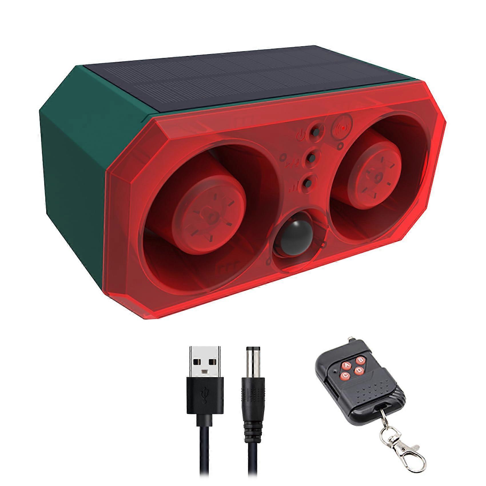 Solar Motion Sensor Alarm with Strobe Light, 130dB Dual Speaker Outdoor Security System for Home and Farm