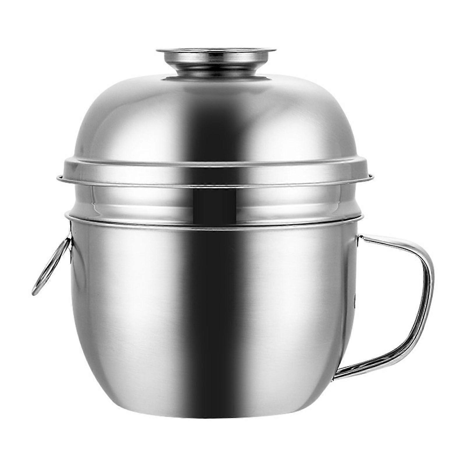 Set of 3 Large Stainless Steel Ramen Bowls with Separate Soup Layer and Insulated Handle