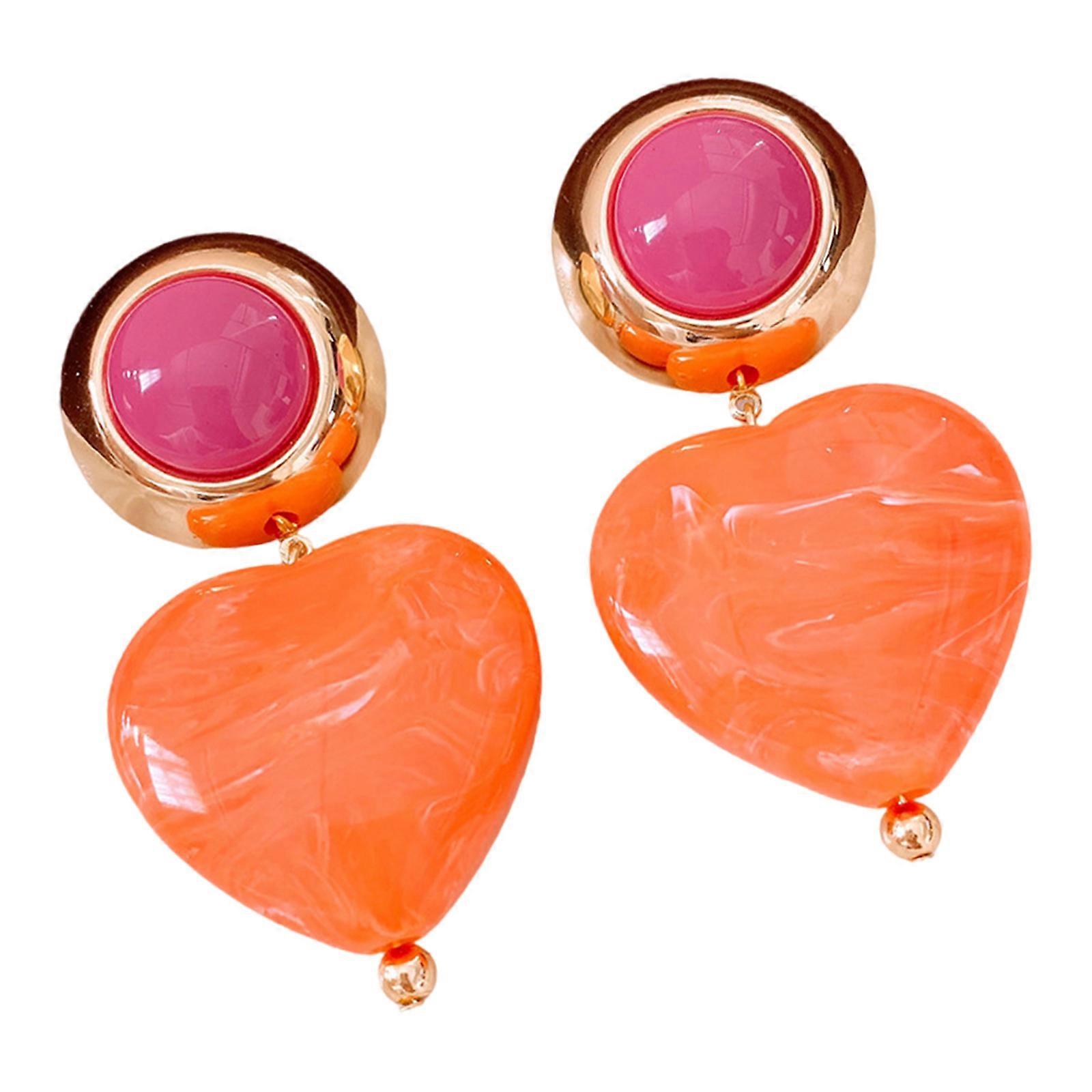 Heart Shape Earrings Circular Pattern Expressing Elegance and Personality Alloy Resin Texture for Everyday Versatility Multicolor