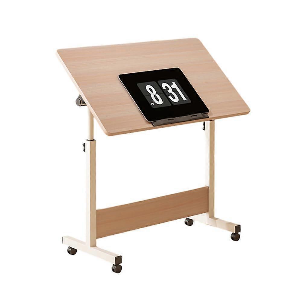 Standing Desk Adjustable Height Foldable Desktop with Lockable Wheels for Home Office Small Spaces Nordic Maple White