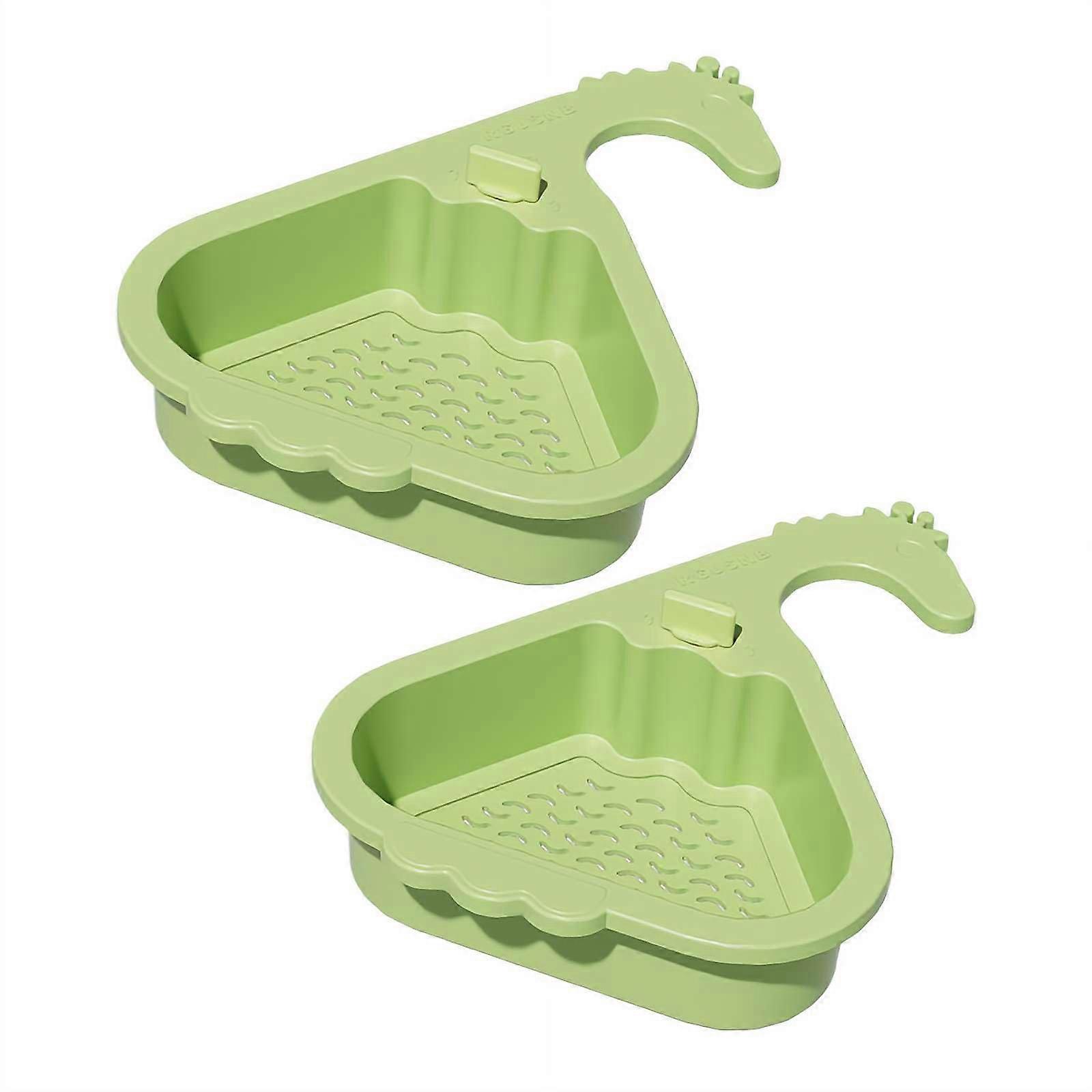 Sink Strainer Basket 2025 Automatic Dumping Triangular Corner Design with Sponge Holder 3in1 Green