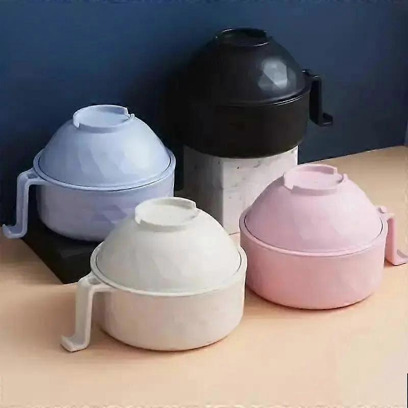 Microwave Safe Ramen Bowl Set with Tableware, Eco Friendly Wheat Plastic, Durable for Students Pink