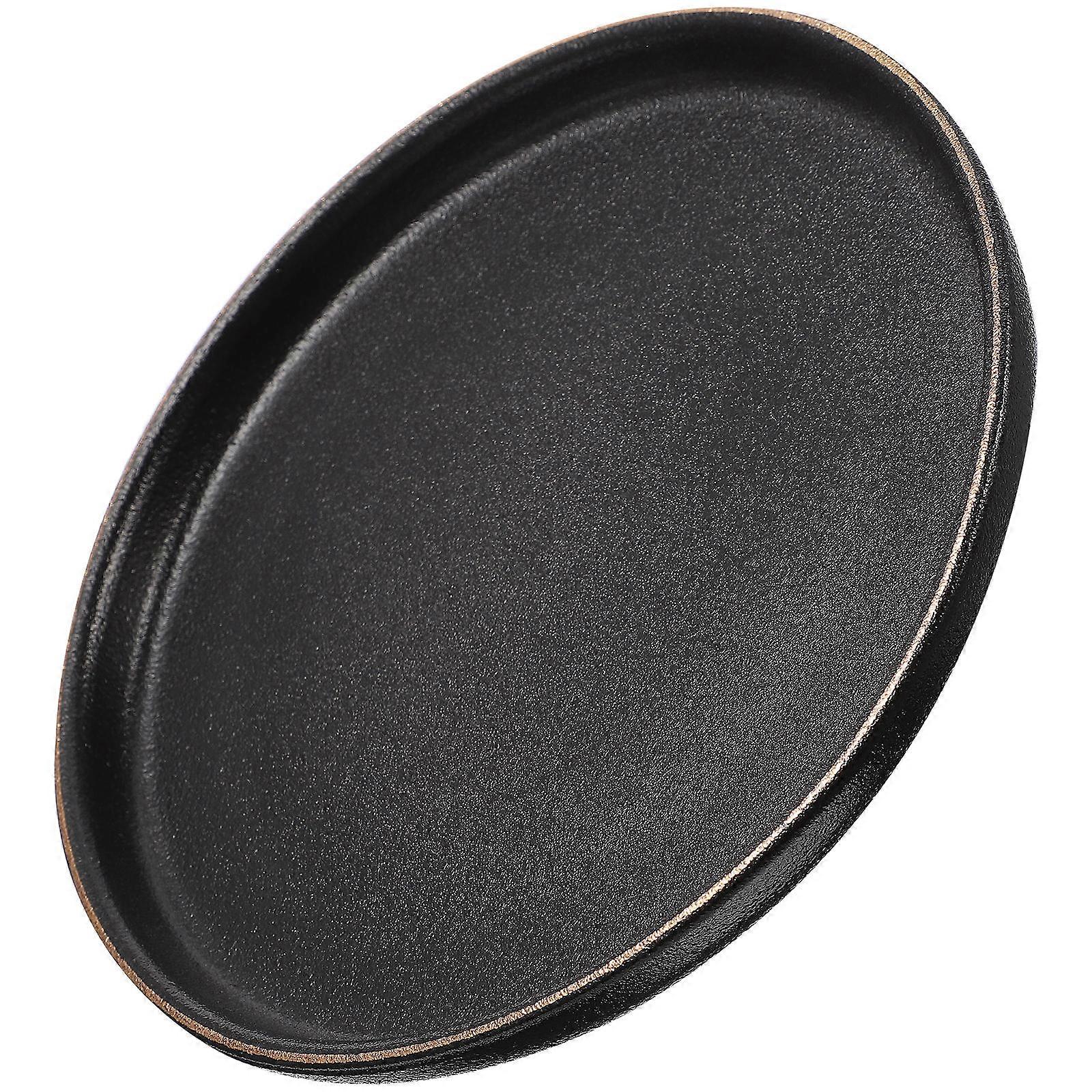 Steak Plate Ceramic Dinner Plate for Party Use 4Pcs Black Serving Plates