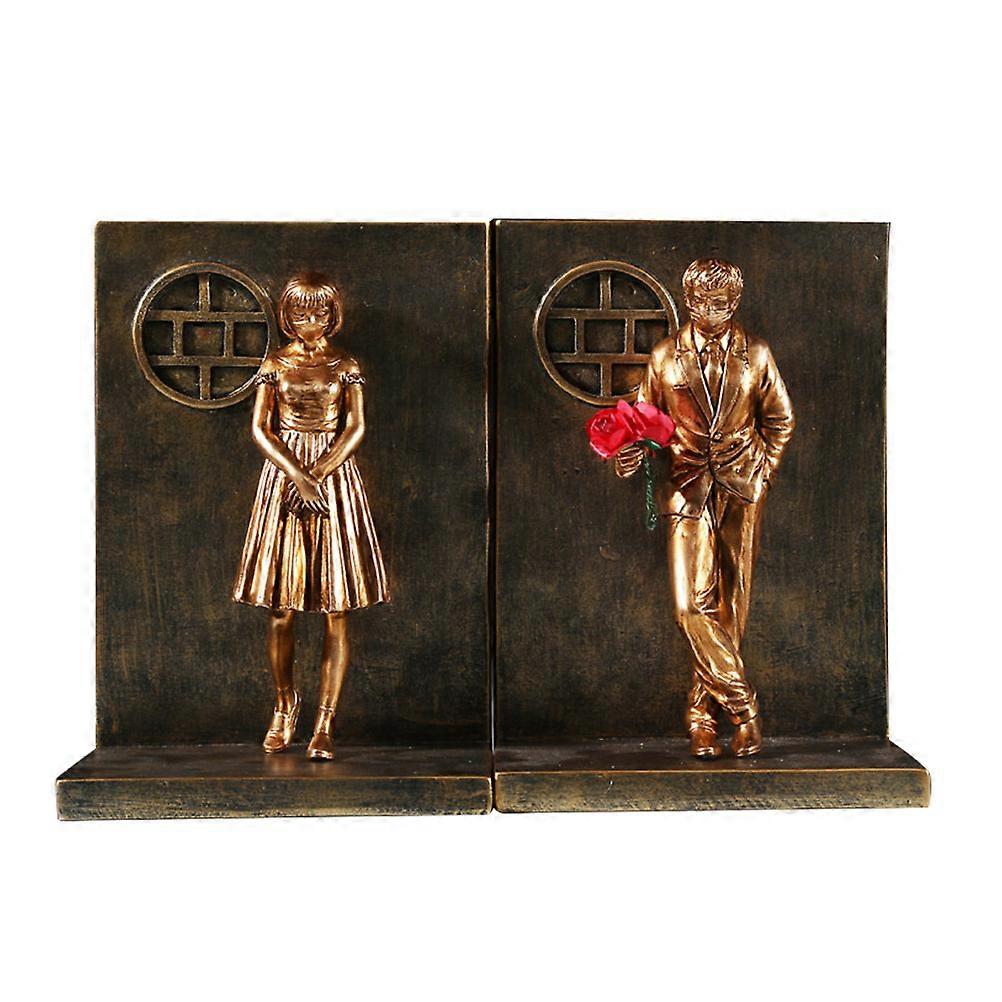 4Pcs Couples Theme Resin Bookends for Desk Decorative Book Holders
