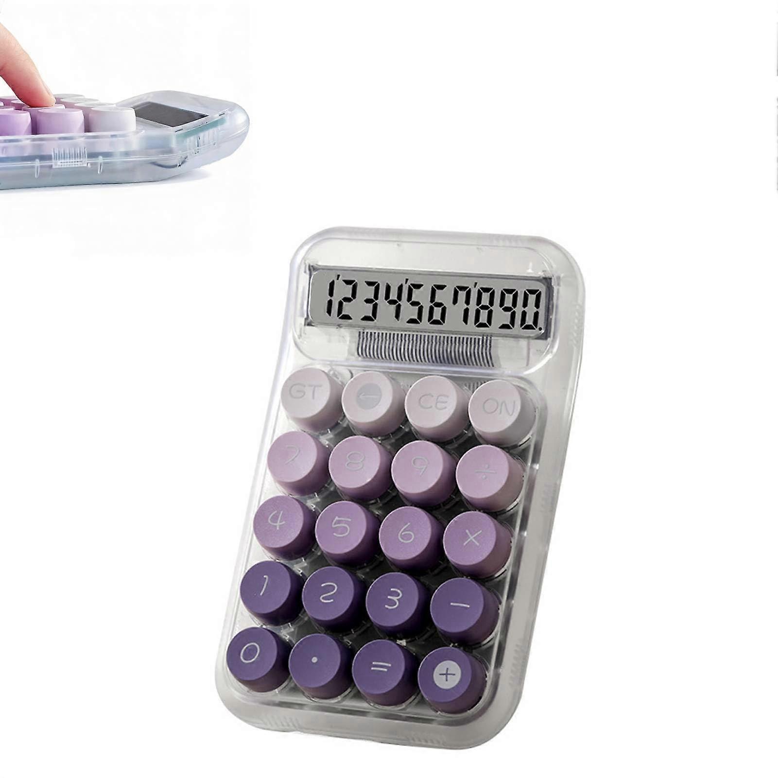 Desktop Calculator with Large EasyPress Buttons, 10Digit Display, Transparent Gradient Design Purple